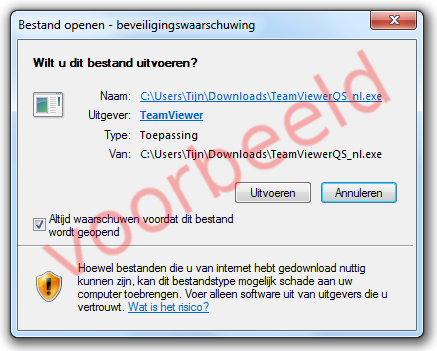 TeamViewer hulp-op-afstand melding